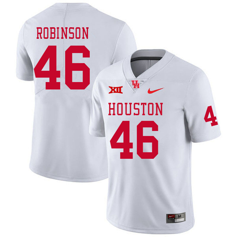 Men #46 Garyreon Robinson Houston Cougars Big 12 XII College Football Jerseys Stitched-White - Click Image to Close
